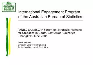 International Engagement Program of the Australian Bureau of Statistics