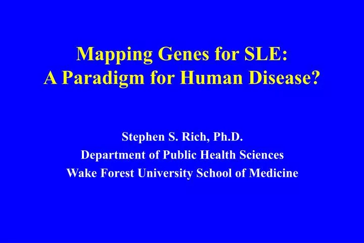 mapping genes for sle a paradigm for human disease