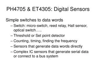 PH4705 &amp; ET4305: Digital Sensors