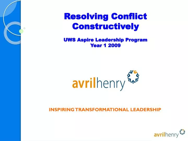 resolving conflict constructively uws aspire leadership program year 1 2009