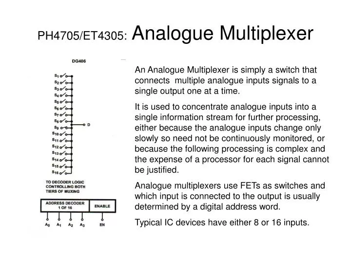 ph4705 et4305 analogue multiplexer