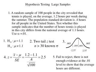 Hypothesis Testing Large Samples