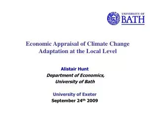 Economic Appraisal of Climate Change Adaptation at the Local Level