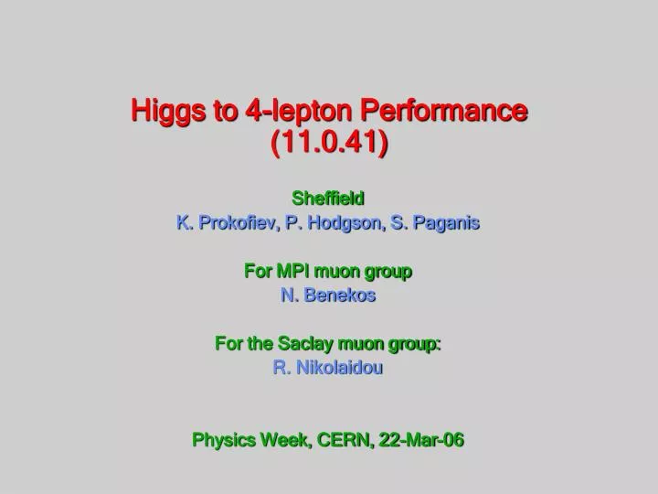 higgs to 4 lepton performance 11 0 41
