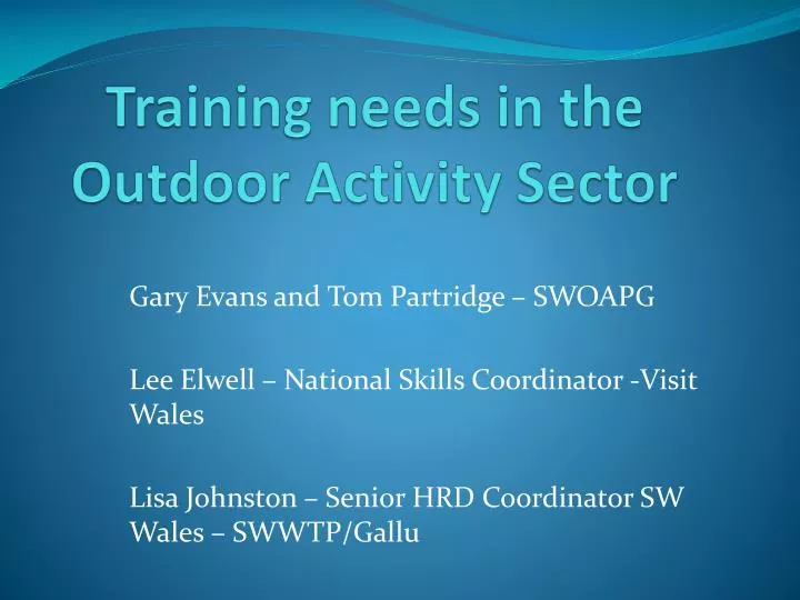 training needs in the outdoor activity sector