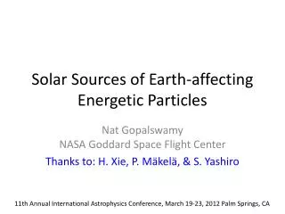 Solar Sources of Earth-affecting Energetic Particles