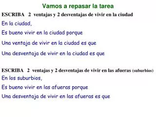 vamos a repasar la tarea