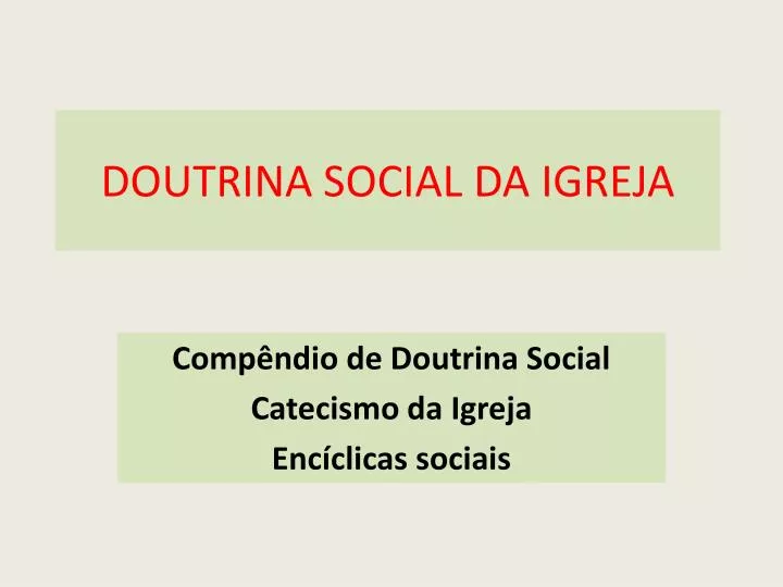 doutrina social da igreja