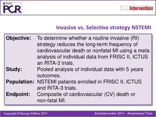 Invasive vs. Selective strategy NSTEMI