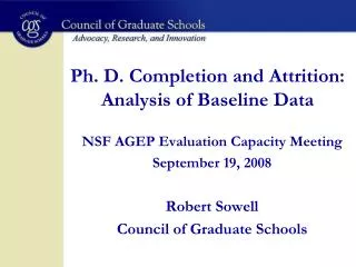 Ph. D. Completion and Attrition: Analysis of Baseline Data