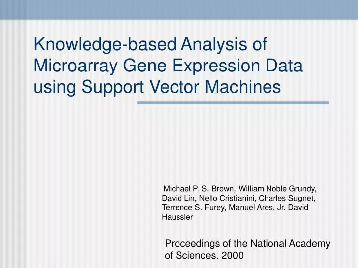 knowledge based analysis of microarray gene expression data using support vector machines