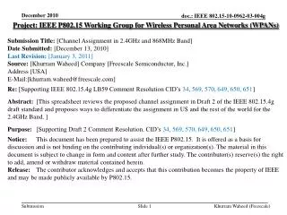 Project: IEEE P802.15 Working Group for Wireless Personal Area Networks (WPANs)