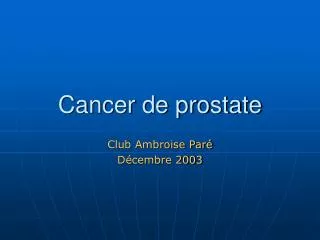 cancer de prostate