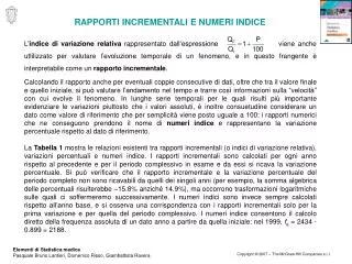 rapporti incrementali e numeri indice