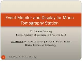 Event Monitor and Display for Muon Tomography Station