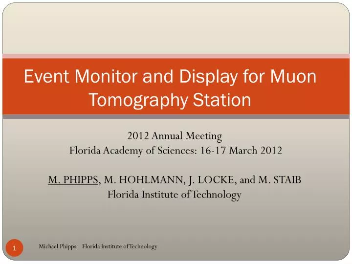 event monitor and display for muon tomography station
