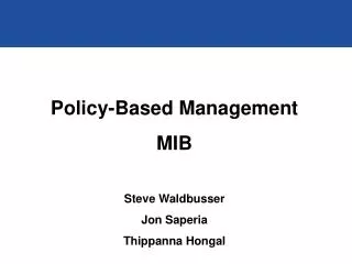 Policy-Based Management MIB
