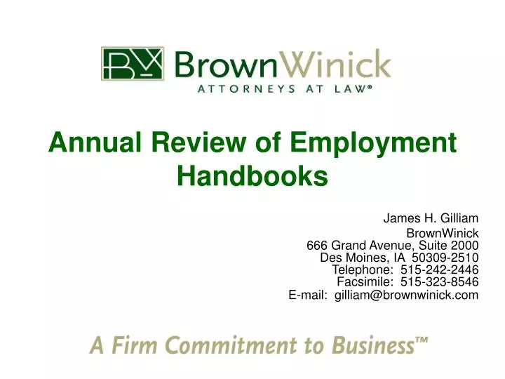 annual review of employment handbooks