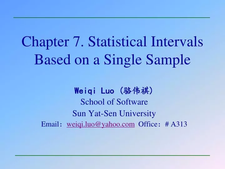 chapter 7 statistical intervals based on a single sample