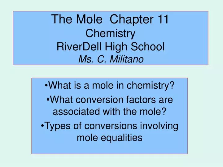 the mole chapter 11 chemistry riverdell high school ms c militano