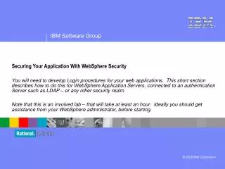 Securing Your Application With WebSphere Security