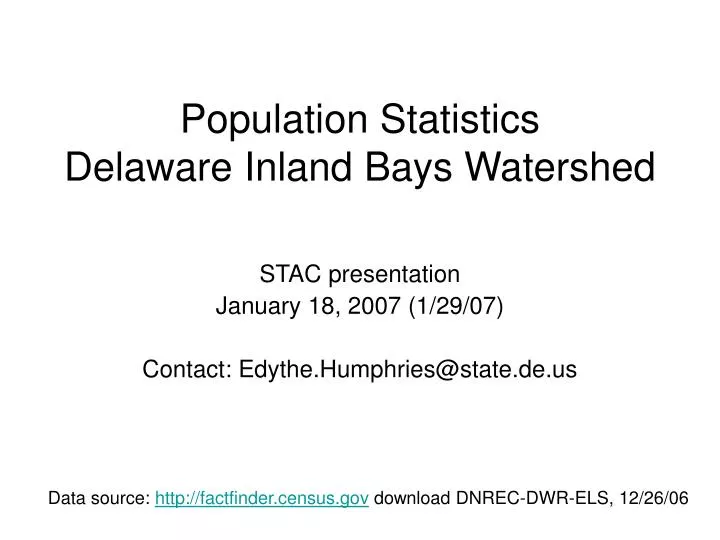 population statistics delaware inland bays watershed