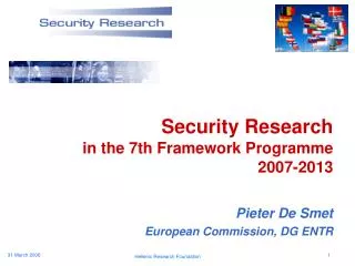 Security Research in the 7th Framework Programme 2007-2013