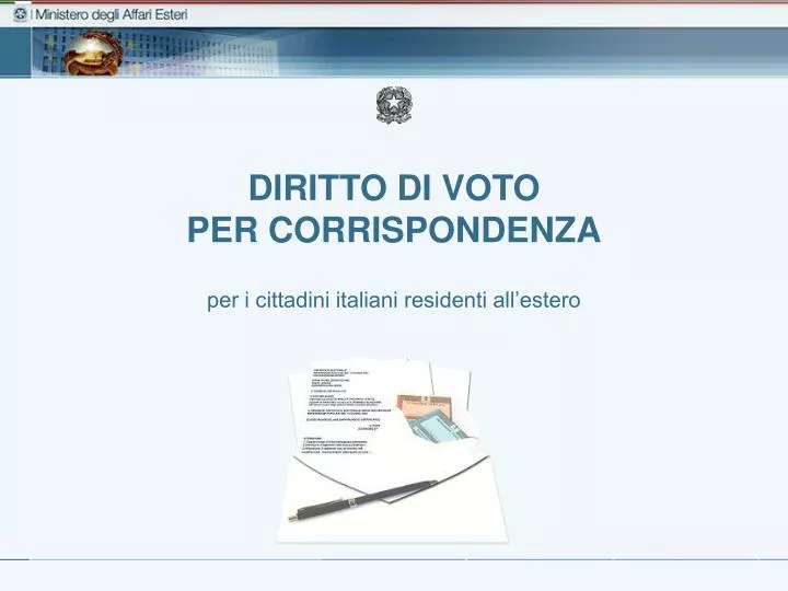 diritto di voto per corrispondenza per i cittadini italiani residenti all estero