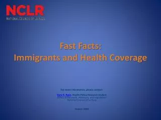Fast Facts: Immigrants and Health Coverage