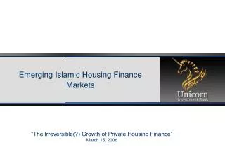 Emerging Islamic Housing Finance Markets