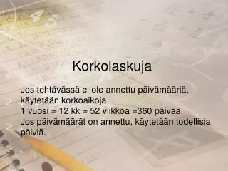 korkolaskuja