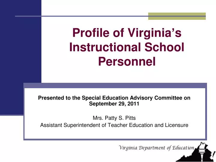 profile of virginia s instructional school personnel