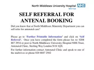 SELF REFERRAL FOR ANTENAL BOOKING