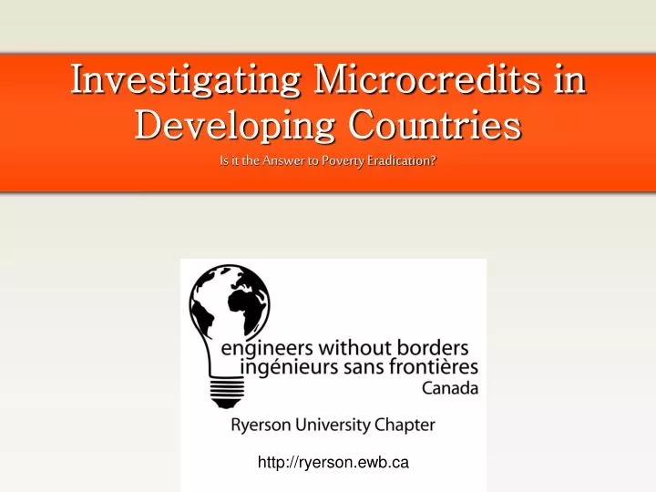 investigating microcredits in developing countries