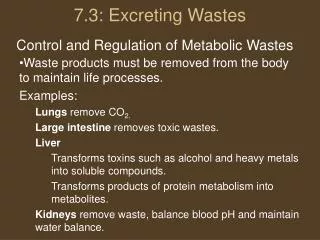 7.3: Excreting Wastes