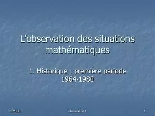 l observation des situations math matiques