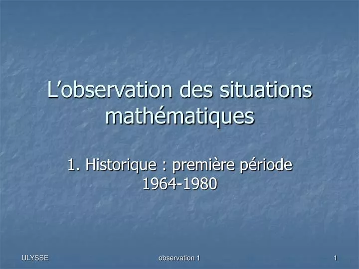 l observation des situations math matiques