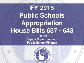 FY 2015 Public School Appropriation Bills: