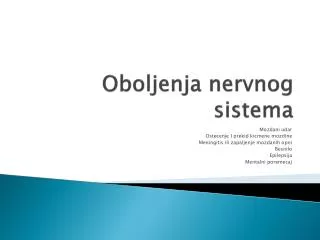 oboljenja nervnog sistema