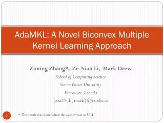 AdaMKL: A Novel Biconvex Multiple Kernel Learning Approach