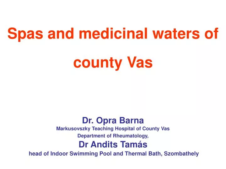 spas and medicinal waters of county vas