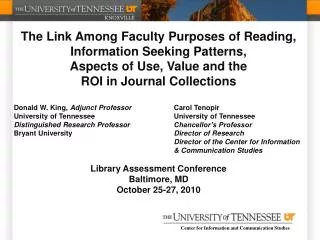 The Link Among Faculty Purposes of Reading, Information Seeking Patterns,