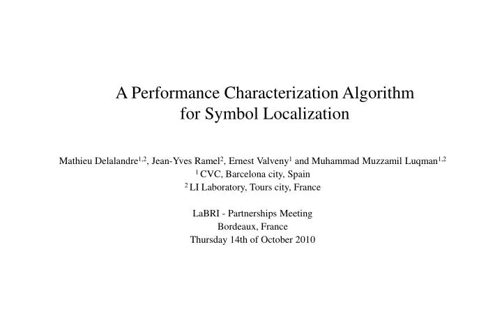 a performance characterization algorithm for symbol localization