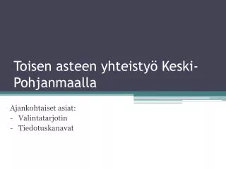 toisen asteen yhteisty keski pohjanmaalla