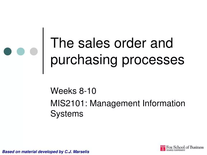 the sales order and purchasing processes