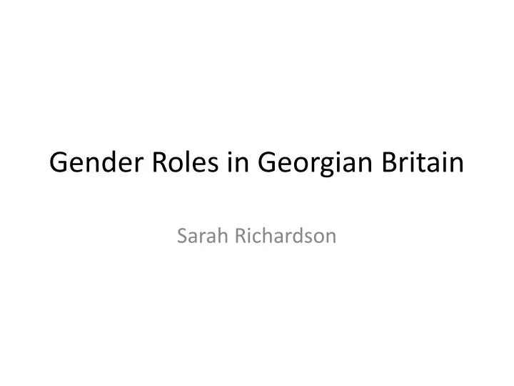 gender roles in georgian britain