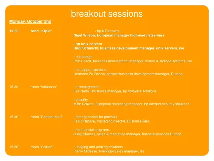 breakout sessions