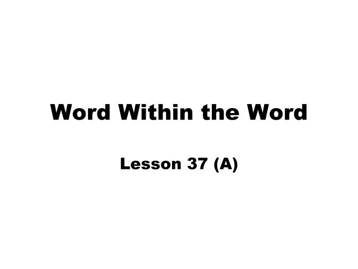 word within the word