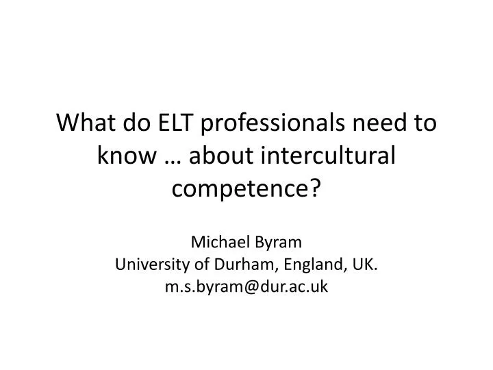 what do elt professionals need to know about intercultural competence