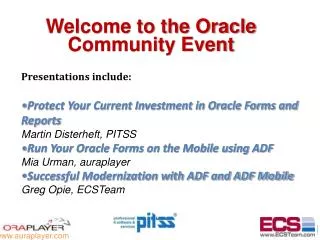 Welcome to the Oracle Community Event